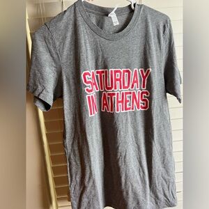 Bella Canvas Gray T‑Shirt with Red/White "Saturday in Athens" Graphic UGA